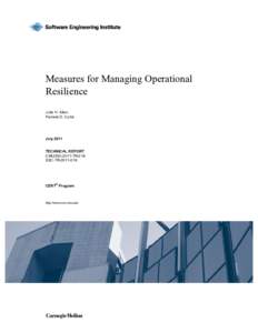 Measures for Managing Operational Resilience