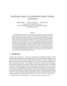 Value Range Analysis of Conditionally Updated Variables and Pointers∗ Johnnie Birch