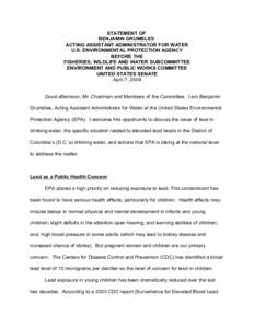 Water supply / Lead and copper rule / Safe Drinking Water Act / Lead / United States Environmental Protection Agency / Drinking water / Tap water / Water supply network / Maximum Contaminant Level / Water supply and sanitation in the United States / Environment of the United States / Health