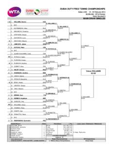 DUBAI DUTY FREE TENNIS CHAMPIONSHIPS Dubai, UAE[removed]February 2014 $2,000,000 - WTA Premier