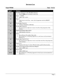 REVISION LOG Class: WF220 Page # 7  Date: [removed]