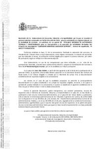 FIRMADO por : MARIA CARMEN VELA OLMO. A fecha : :37:03 El documento consta de un total de 2 folios. Folio 1 de 2 - Código Seguro de Verificación: Verificable en https://serviciosede.mineco.