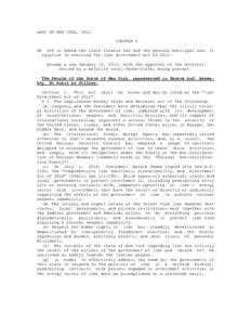 LAWS OF NEW YORK, 2012 CHAPTER 1 AN ACT to amend the state finance law and the general municipal law, in relation to enacting the Iran divestment act of 2012