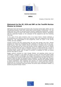 EUROPEAN COMMISSION  MEMO Brussels, 8 November[removed]Statement by the EC, ECB and IMF on the Twelfth Review