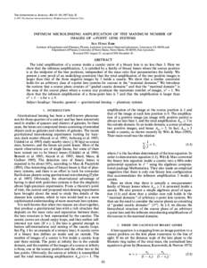 THE ASTROPHYSICAL JOURNAL, 484 : 63È69, 1997 July[removed]The American Astronomical Society. All rights reserved. Printed in U.S.A. INFIMUM MICROLENSING AMPLIFICATION OF THE MAXIMUM NUMBER OF IMAGES OF n-POINT LENS S
