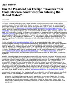 Can the President Bar Foreign Travelers from Ebola-Stricken Countries from Entering the United States?