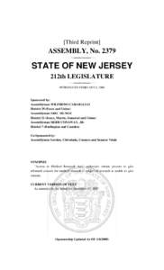 [Third Reprint]  ASSEMBLY, No[removed]STATE OF NEW JERSEY 212th LEGISLATURE