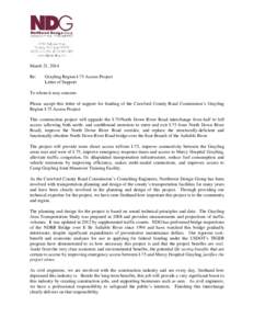 March 21, 2014 Re: Grayling Region I-75 Access Project Letter of Support