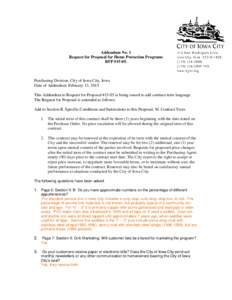 Addendum No. 1 Request for Proposal for Home Protection Programs RFP #[removed]Purchasing Division, City of Iowa City, Iowa Date of Addendum: February 13, 2015
