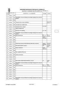 JAWAHAR NAVODAYA VIDYALAYA, SHIMOGA, MONTHLY CALENDER FOR THE MONTH OF Proposed Date of the MONTHLY CALENDER