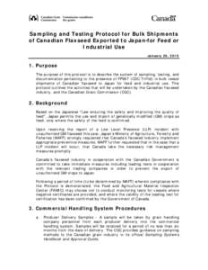 Sampling and Testing Protocol for Bulk Shipments of Canadian Flaxseed Exported to Japan for Feed or Industrial Use