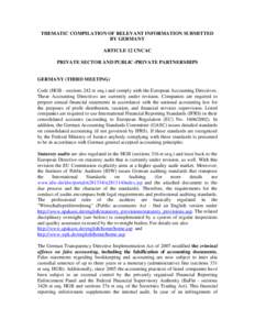 THEMATIC COMPILATION OF RELEVANT INFORMATION SUBMITTED BY GERMANY ARTICLE 12 UNCAC PRIVATE SECTOR AND PUBLIC-PRIVATE PARTNERSHIPS  GERMANY (THIRD MEETING)