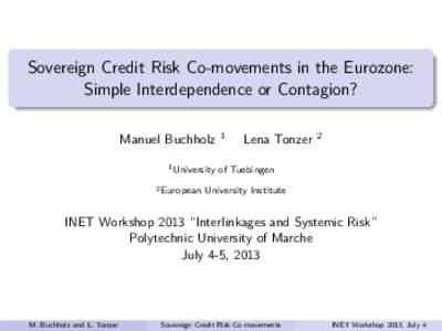 Economy / Money / Finance / Financial risk / Financial crises / Economy of the European Union / Eurozone / Systemic risk / Credit risk / Contagion / Risk / Euro