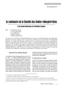 Par Serge Bianchi*  Le centenaire de la Société des études robespierristes