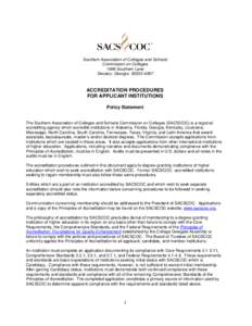 Southern Association of Colleges and Schools Commission on Colleges 1866 Southern Lane Decatur, Georgia[removed]ACCREDITATION PROCEDURES