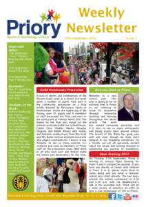 Weekly Newsletter 14th September 2012 Issue 1
