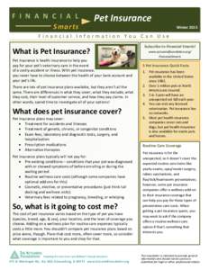 F I N A N C I A L Smarts -----------------  Pet Insurance