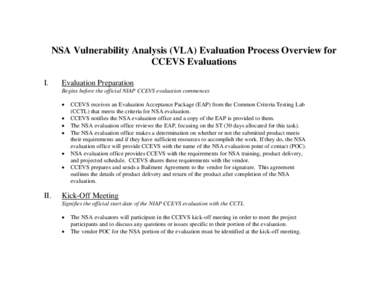 I3 Checklist for NIAP Evaluations