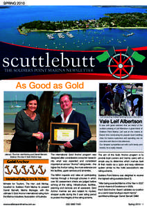 Springscuttlebutt THE SOLDIERS POINT MARINA NEWSLETTER  As Good as Gold