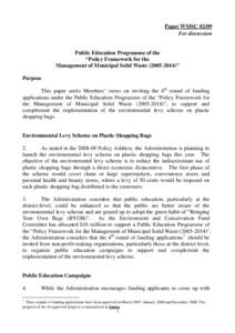 Paper WMSC[removed]For discussion Public Education Programme of the “Policy Framework for the Management of Municipal Solid Waste[removed])”