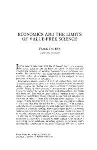 ECONOMICS AND T H E LIMITS OF VALUE-FREE SCIENCE FRANK