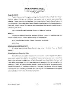 NORTH MAR¡N WATER DISTRICT MINUTES OF REGULAR MEETING OF THE BOARD OF DIRECTORS June 16,2015  CALL TO ORDER