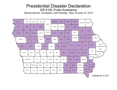Presidential Disaster Declaration DR-4126, Public Assistance Severe Storms, Tornadoes, and Flooding - May 19-June 14, 2013  Lyon