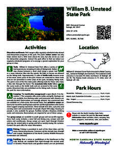 William B. Umstead State Park 8801 Glenwood Avenue Raleigh, NC[removed]4170 [removed]