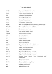 LIST OF ACRONYMS ADSL Asymmetric Digital Subscriber Line  ANFP