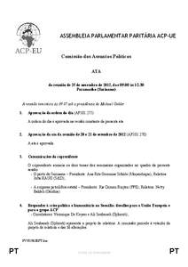 ASSEMBLEIA PARLAMENTAR PARITÁRIA ACP-UE  Comissão dos Assuntos Políticos ATA da reunião de 25 de novembro de 2012, das 09.00 às[removed]Paramaribo (Suriname)