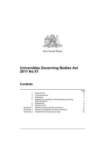 New South Wales  Universities Governing Bodies Act 2011 No 51  Contents