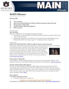 MAIN Minutes (Minority Alumni Involvement Now) February 2012  