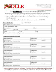 AMUSEMENT RIDE SAFETY INSPECTION 1100 N. EUTAW STREET, ROOM 601 BALTIMORE, MD[removed]E-mail: [removed]