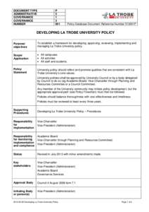 DOCUMENT TYPE ADMINISTRATIVE GOVERNANCE GOVERNANCE NUMBER