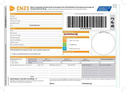 VERZENDBEWIJS (voor de klant)  CN23 15