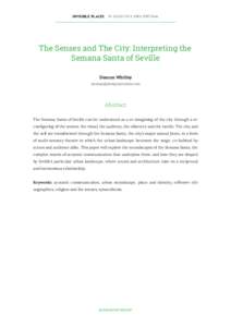 Invisible Places  18–20JULY 2014, VISEU, PORTUGAL  The Senses and The City: Interpreting the Semana Santa of Seville Duncan Whitley [removed]