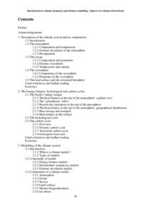 Introduction to climate dynamics and climate modelling - http://www.climate.be/textbook  Contents Preface Acknowledgements 1. Description of the climate system and its components