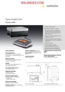 BALANCES.COM  Signum Complete Scale Regular SIWR • Standard weighing system • Resolutions of 3000 d to 35,000 d