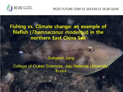 PICES FUTURE OSM S1[removed]:20-16:40  Fishing vs. Climate change: an example of filefish (Thamnaconus modestus ) in the northern East China Sea