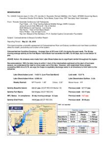      MEMORANDUM To: USACE Colonel Jason A. Kirk, LTC Jennifer A. Reynolds, Richard McMillen, Kim Taplin, SFWMD Governing Board,