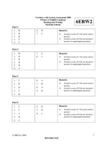 Territory-wide System Assessment 2008 Primary 6 English Language Reading and Writing Marking Scheme  6ERW2