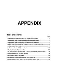 APPENDIX Table of Contents Page 1.2a Membership of Strategic Plan and Self Study Committees…………………………3 1.2c Education Goal 1 Objective 6 Employer Assessment Report………………………4 1.2c Edu