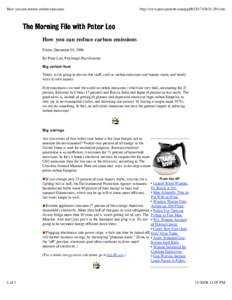 How you can reduce carbon emissions  http://www.post-gazette.com/pg[removed].stm How you can reduce carbon emissions Friday, December 01, 2006