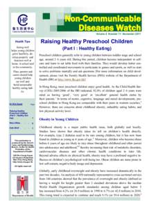 NCD Watch November[removed]Raising Healthy Preschool Children (Part I : Healthy Eating)