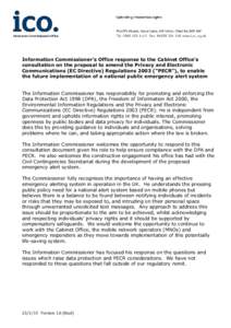 Information Commissioner’s Office response to the Cabinet Office’s consultation on the proposal to amend the Privacy and Electronic Communications (EC Directive) Regulations 2003 (“PECR”), to enable the future im