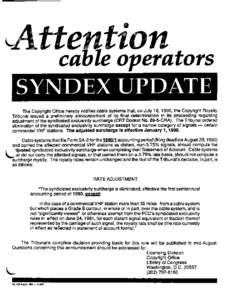 ML-409, Attention Cable Operators: Syndex Update