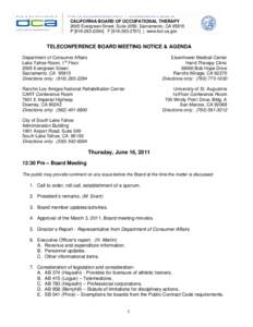 Teleconference Board Meeting  Agenda - June 16, 2006 for the California Board of Occupational Therapy