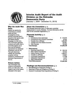 Interim Audit Report of the Audit Division on the Nebraska Democratic Party (January 1, [removed]December 31, 2010) Why the Audit Was Done