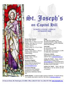 St. Joseph’s on Capitol Hill Roman Catholic Church Established[removed]Summer Mass Schedule