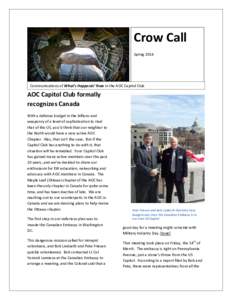 Crow Call Spring 2014 Communications of What’s Happenin’ Now in the AOC Capitol Club  AOC Capitol Club formally